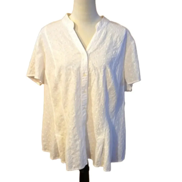 Apt. 9 Embroidered Eyelet Lace White Blouse Women Size 2X - Picture 1 of 14
